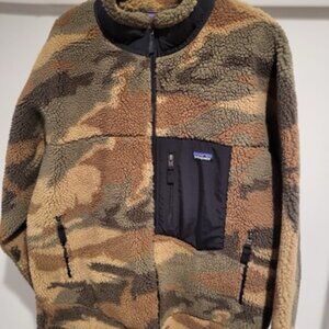 PATAGONIA RETRO X DEEP PILE FULL FLEECE JACKET XXL CAMOUFLAGE.